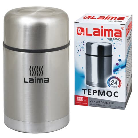 Термос LAIMA универсальный с широким горлом, 0,8 л, нержавеющая сталь, 601408