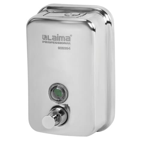 Дозатор для жидкого мыла LAIMA PROFESSIONAL INOX (гарантия 3 года), 0,5 л, нержавеющая сталь, зеркальный, 605394