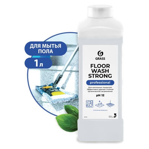 Средство концентрат для машинной и ручной мойки полов 1 л, GRASS FLOOR WASH STRONG, щелочное, 250100