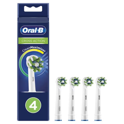 Насадки для электрической зубной щетки КОМПЛЕКТ 4 шт. ORAL-B (Орал-би) Cross Action EB50RX, 80348194
