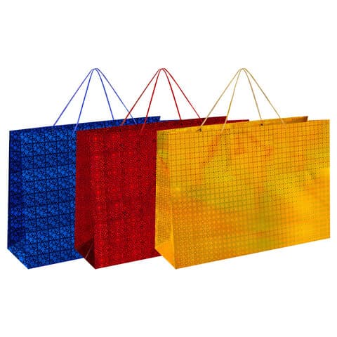 Пакет подарочный (1 шт.) 70x16x50 см, "BIG SIZE", голография, ассорти 3 цвета, ЗОЛОТАЯ СКАЗКА, 609732