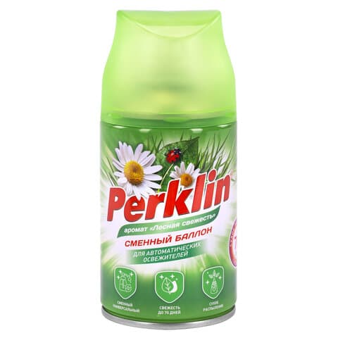 Сменный баллон 250 мл PERKLIN (ПЕРКЛИН) "Лесная свежесть", для автоматических освежителей, универсальный, 609799