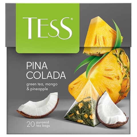 Чай TESS "Pina Colada" зеленый с ароматом тропических фруктов, 20 пирамидок по 1,8 г, 0787-12