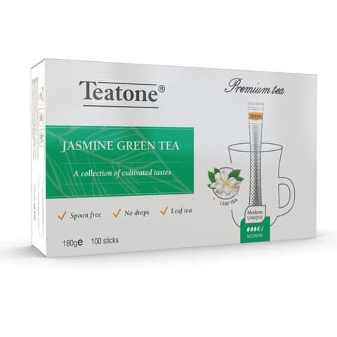 Чай TEATONE "Jasmine green tea" зеленый с ароматом жасмина, 100 стиков по 1,8 г, 1242