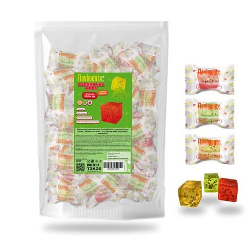 Конфеты мармеладные FLAVIMENTO, ассорти со вкусом киви, клубники и маракуйи, 500 г, УТ-00002867