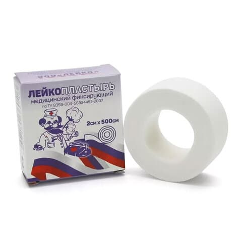Лейкопластырь рулонный 2х500 см, тканевая основа, ЛЕЙКО, картонная коробка, ЛФТ2/500