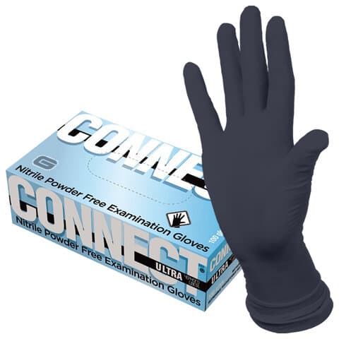 Перчатки нитриловые медицинские смотровые CONNECT ULTRA BLACK, 50 пар (100 шт.), размер XL (очень большой), черные, CON-UB-INT-04