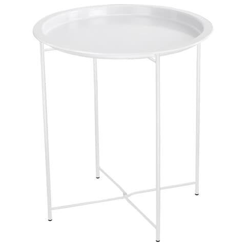 Столик-поднос BOOMHOUSE (БУМХАУС) CT-003 кофейный (ширина 47, высота 51 см), металл, белый, 641939