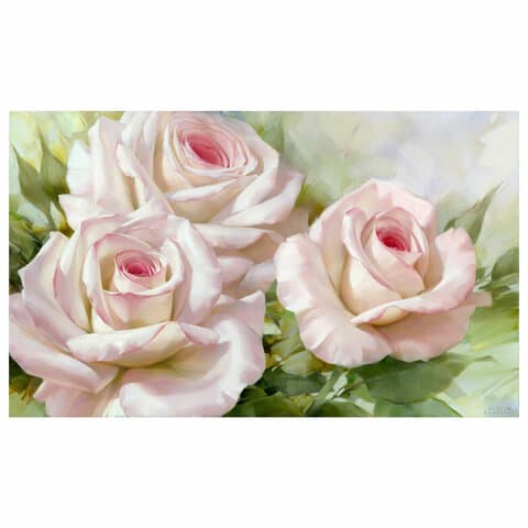 Картина стразами (алмазная мозаика), 30х40 см, ОСТРОВ СОКРОВИЩ "Бело-розовые розы", без подрамника, 663855