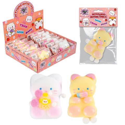 Игрушка-антистресс "КОШЕЧКА", 9х6 см, ассорти 2 вида, дисплей, JOLLY JOT (ДЖОЛЛИ ДЖОТ), 665782