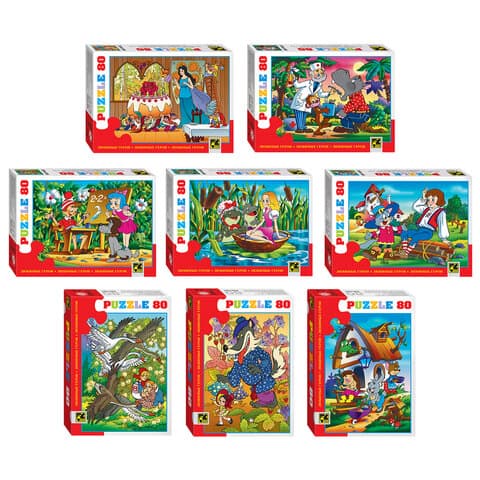 Пазл картонный 80 элементов, "Любимые герои", АССОРТИ, поле 23х16,5 см, STEP PUZZLE