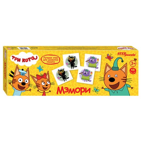 Игра настольная МЕМОРИ, лицензия "Три кота", 48 карточек, STEP PUZZLE