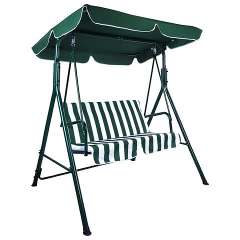 Качели садовые NOSTRESS (НОСТРЕСС) RELAX SC-001, 2 места, Ш140хГ110хВ153 см, мягкое сиденье, зеленый/белый, 680050