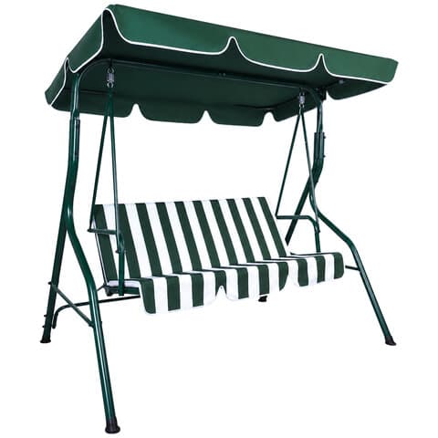 Качели садовые NOSTRESS (НОСТРЕСС) COMFORT SC-003, 3 места, Ш170хГ110хВ153 см, мягкое сиденье, зеленый/белый, 680051