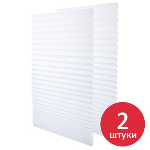 Жалюзи-плиссе, штора бумажная самоклеящаяся КОМПЛЕКТ 2 шт., BRABIX, 60х180 см, ЭКО, 80 г/м2, цвет белый, 700002