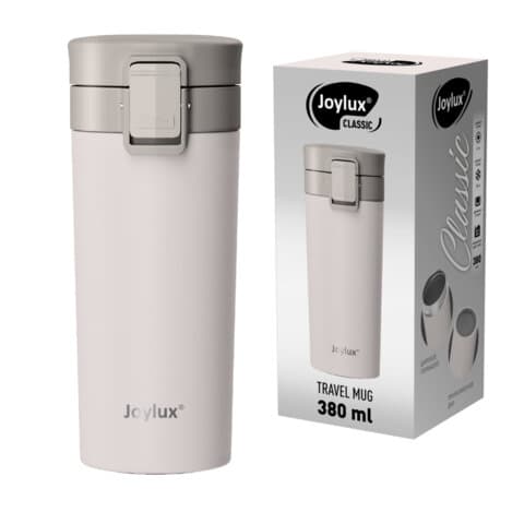 Термокружка 380 мл JOYLUX (ДЖОЙЛЮКС) CLASSIC, нержавеющая сталь SUS304, белый матовый, 700271