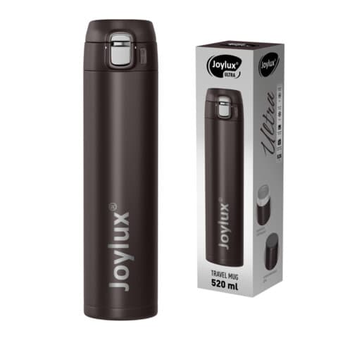 Термокружка 520 мл JOYLUX (ДЖОЙЛЮКС) ULTRA BROWN, нержавеющая сталь SUS304, коричневый матовый, 700279