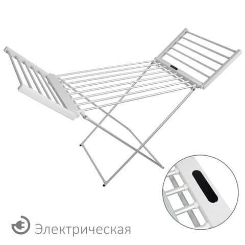 Сушилка для белья напольная, электрическая, раскладная, 3 зоны сушки, алюминиевая, таймер/регулировка темп. 45-70 °С, LAIMA HOME, 700979