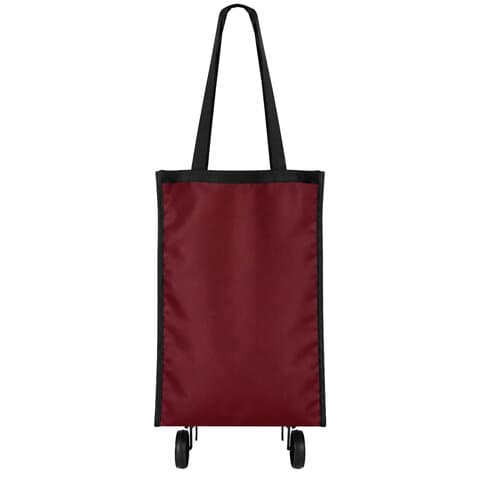 Сумка хозяйственная на колесах складная 50x32x15 см, 24 л, до 15 кг, Оксфорд 600D, бордовая, ЛЮБАША, 701401