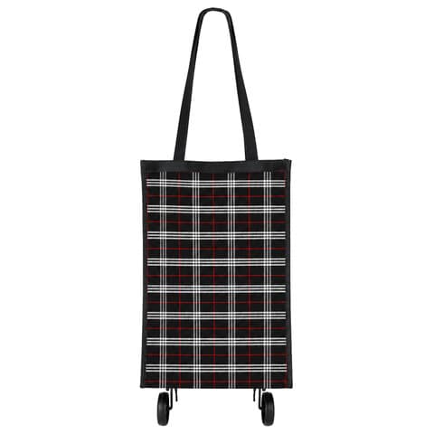 Сумка хозяйственная на колесах складная 50x32x15 см, 24 л, до 15 кг, Оксфорд 600D, шотландка, ЛЮБАША, 701403