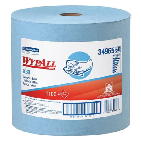Протирочный нетканый материал KIMBERLY-CLARK Wypall X60, 1100 листов в рулоне, 31,5х34 см, голубой, 34965