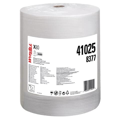 Протирочный нетканый материал KIMBERLY-CLARK Wypall X80, 475 листов в рулоне, 31,5х30 см, белый, 8377