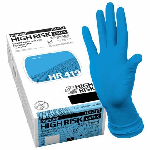 Перчатки латексные медицинские смотровые MANUAL HIGH RISK HR419 Австрия, 25 пар (50 штук), размер 9-10, XL (очень большой)
